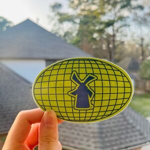 Dutch Bros Sticker June 2022 Green Oval Grid Globe